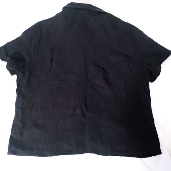 Joie Boxy Black Cropped Embroidered Linen Blouse Shell Buttons Medium - Picture 3 of 10